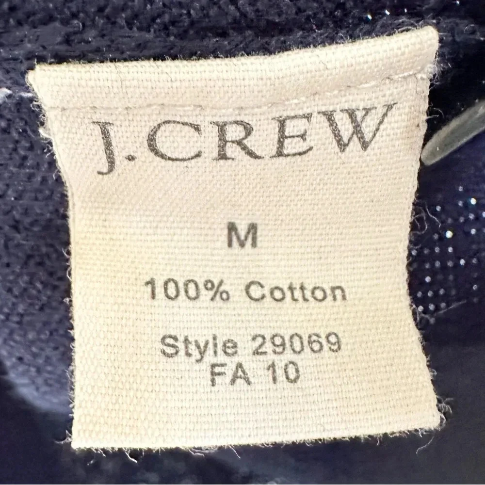 J. Crew Mens Shawl Collar Sweater Navy Gray Trim Medium Cotton Old Money Preppy